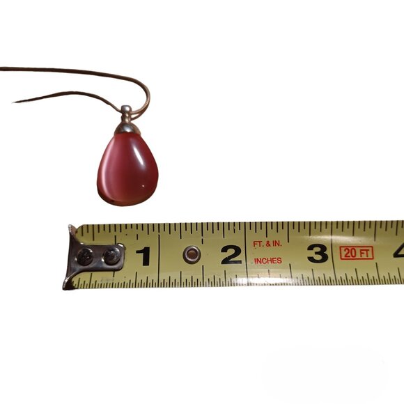 Cats Eye Pink Stone Silver Toned Chocker Necklace - Picture 7 of 8